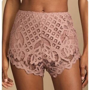 FREE PEOPLE Adella Lace Shorts In Pink Size Medium